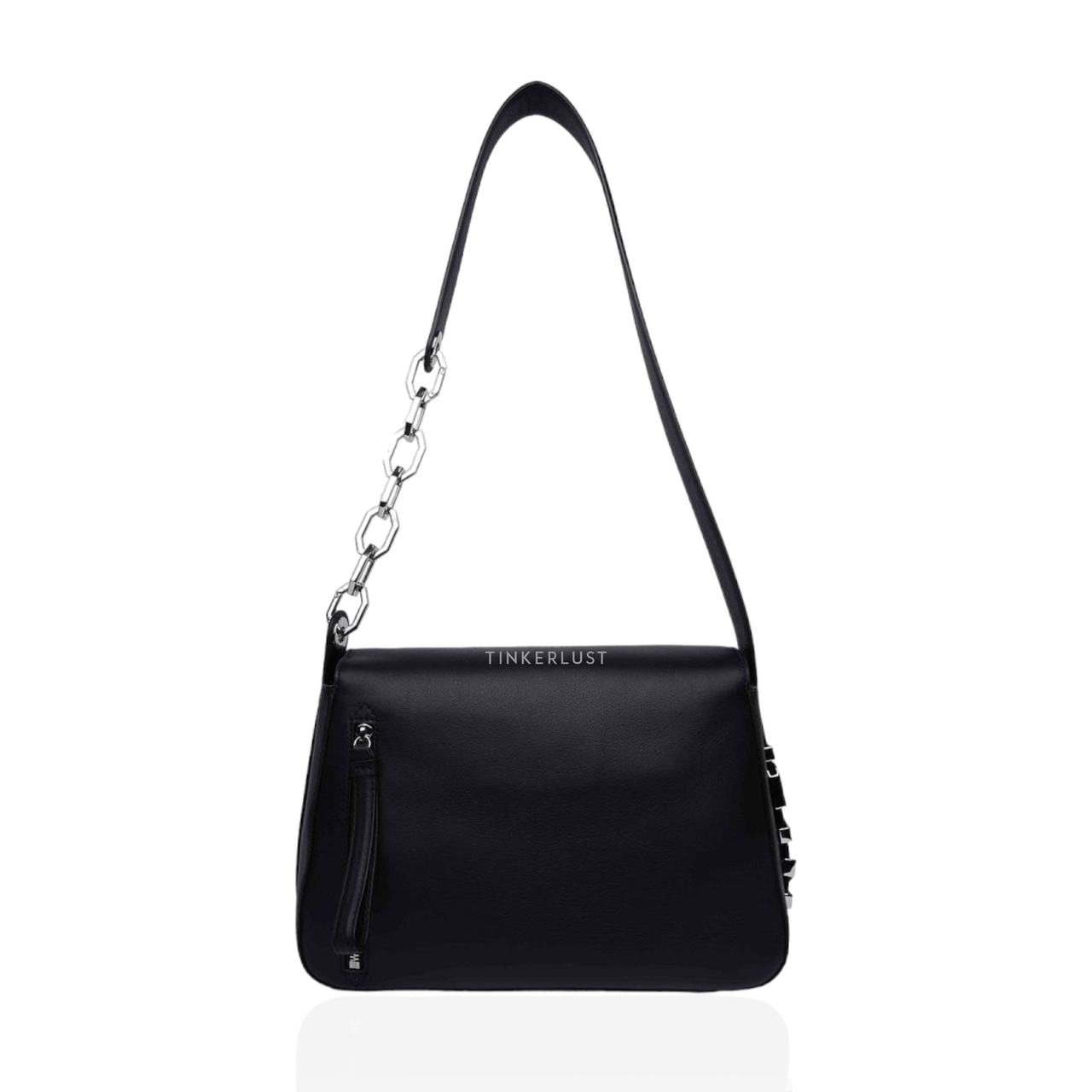 Karl Lagerfeld Medium K/Letters in Black Smooth Leather with Chain Shoulder Bag 