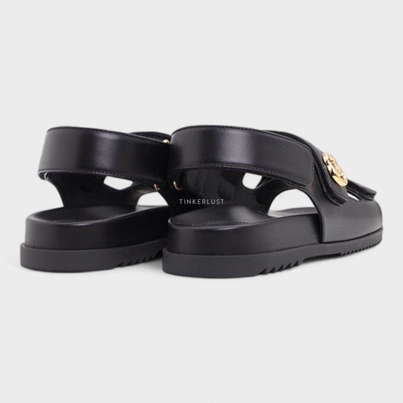 Gucci Double G Black GHW Sandals