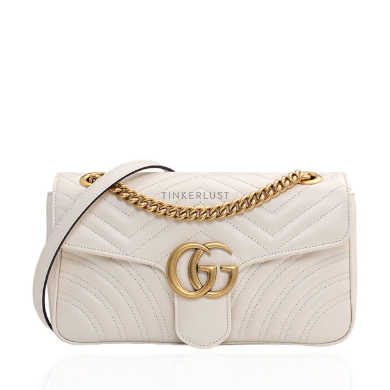 Gucci Marmont Small GG Flap White GHW Shoulder Bag