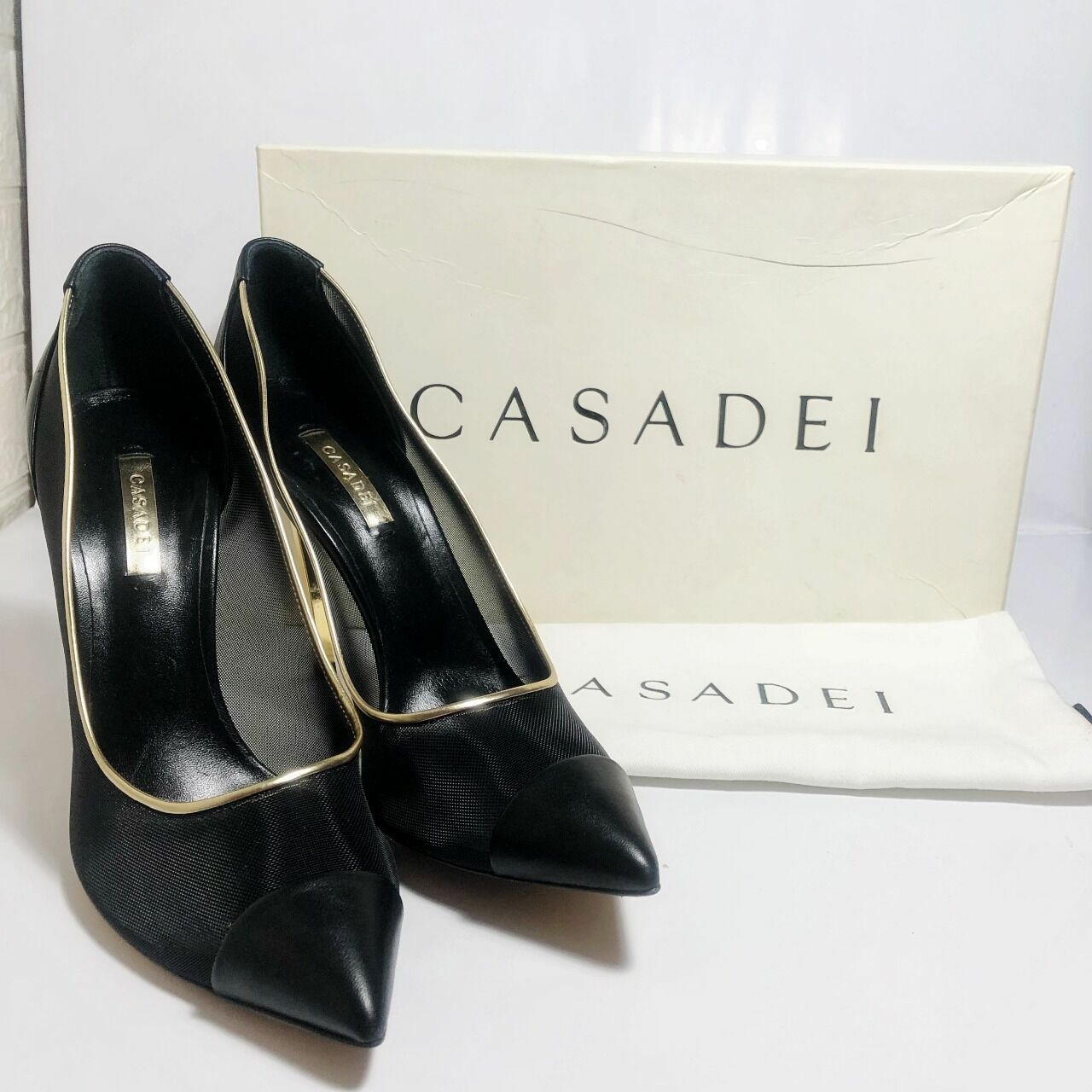 Casadei Black Plaid Heels