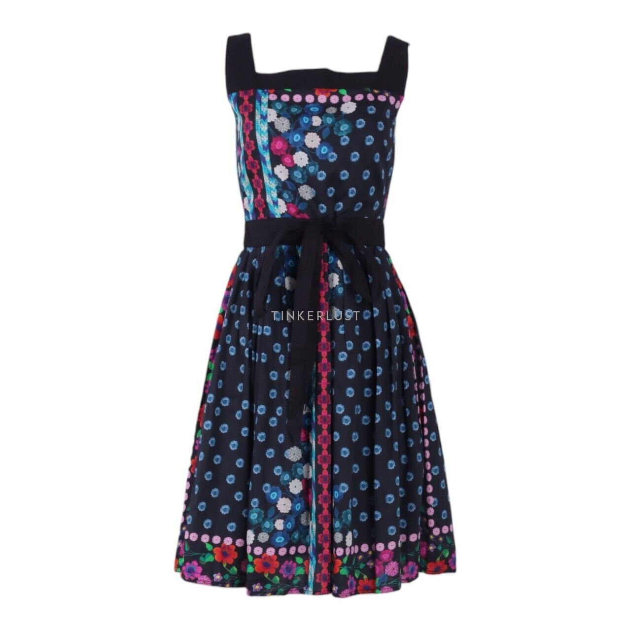 Alannah Hill Black Floral Pleated Mini Dress