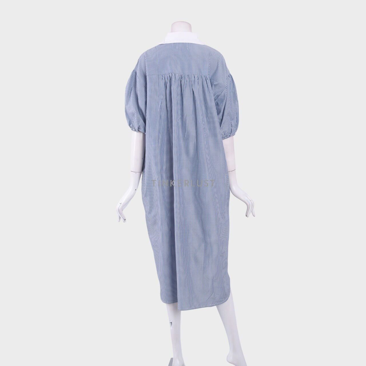 Jii by Gloria Agatha Blue & White Stripes Midi Dress