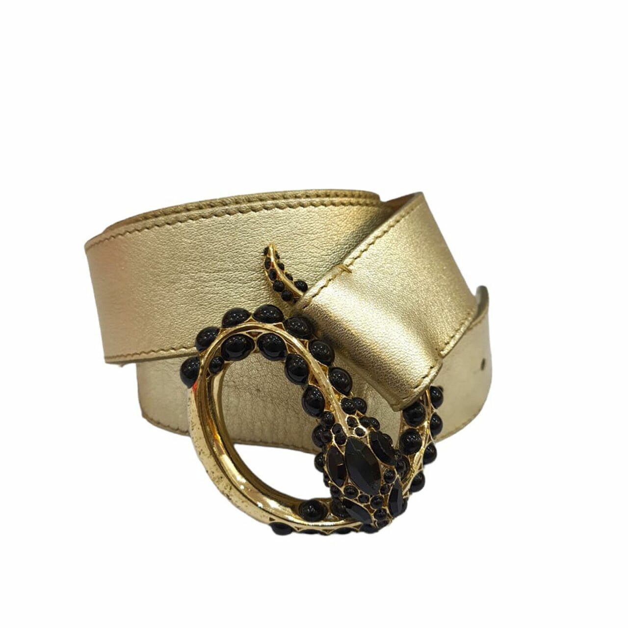 Roberto Cavalli Snake Buckle Gold Belt 