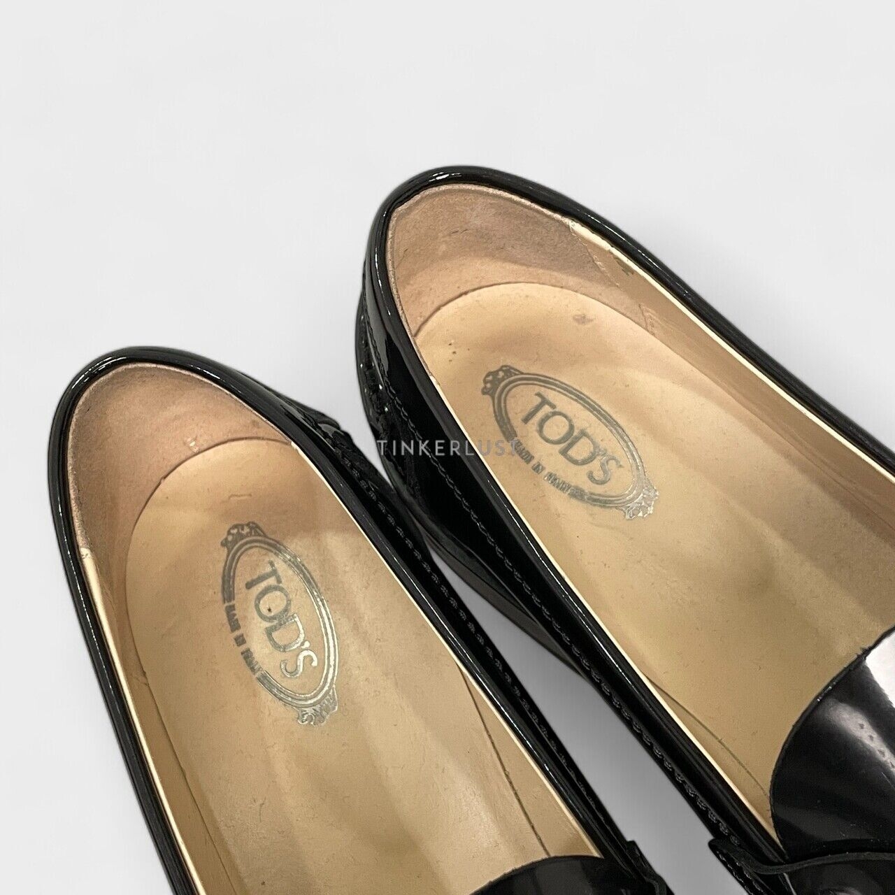 Tod's Gomma Basso Black Patent Loafers