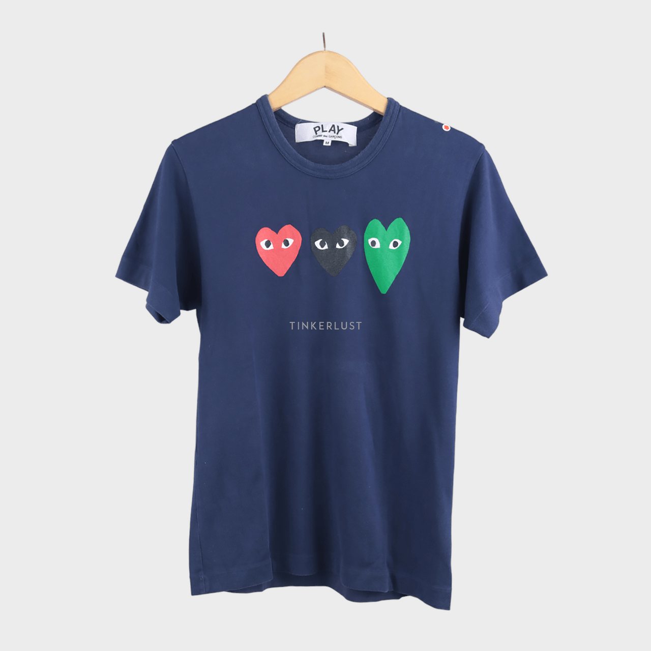 Play by Comme des Garcons Printed Heart Navy Cotton T-Shirt