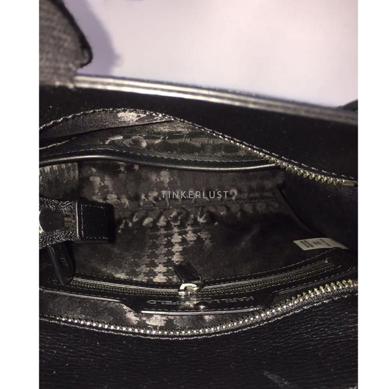Karl Lagerfeld Black Tote Logo Bag with Strap Satchel
