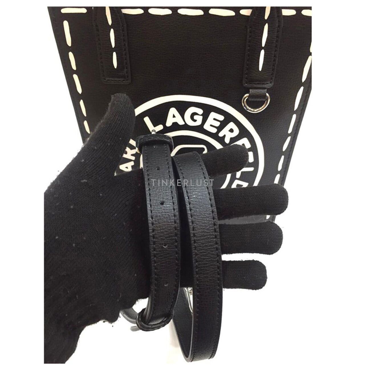 Karl Lagerfeld Black Tote Logo Bag with Strap Satchel