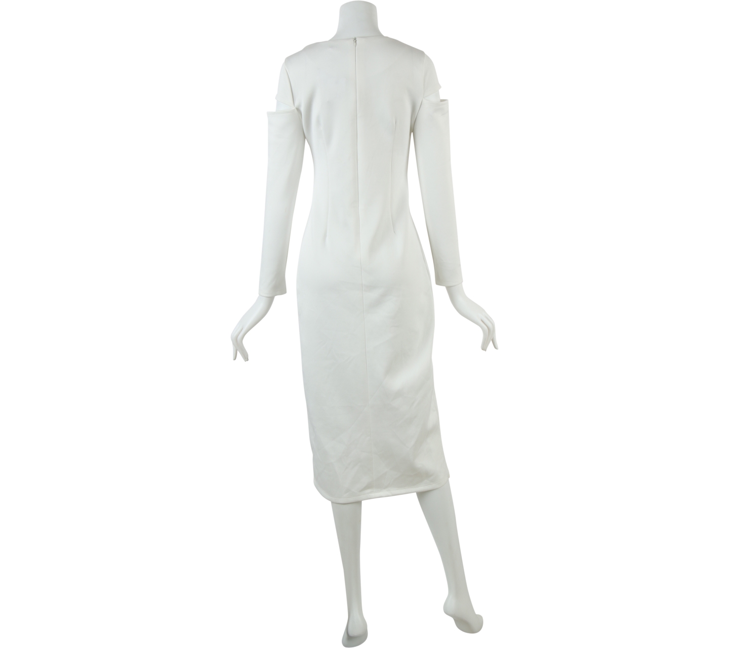 Enve Off White Cut Shoulder Midi Dress