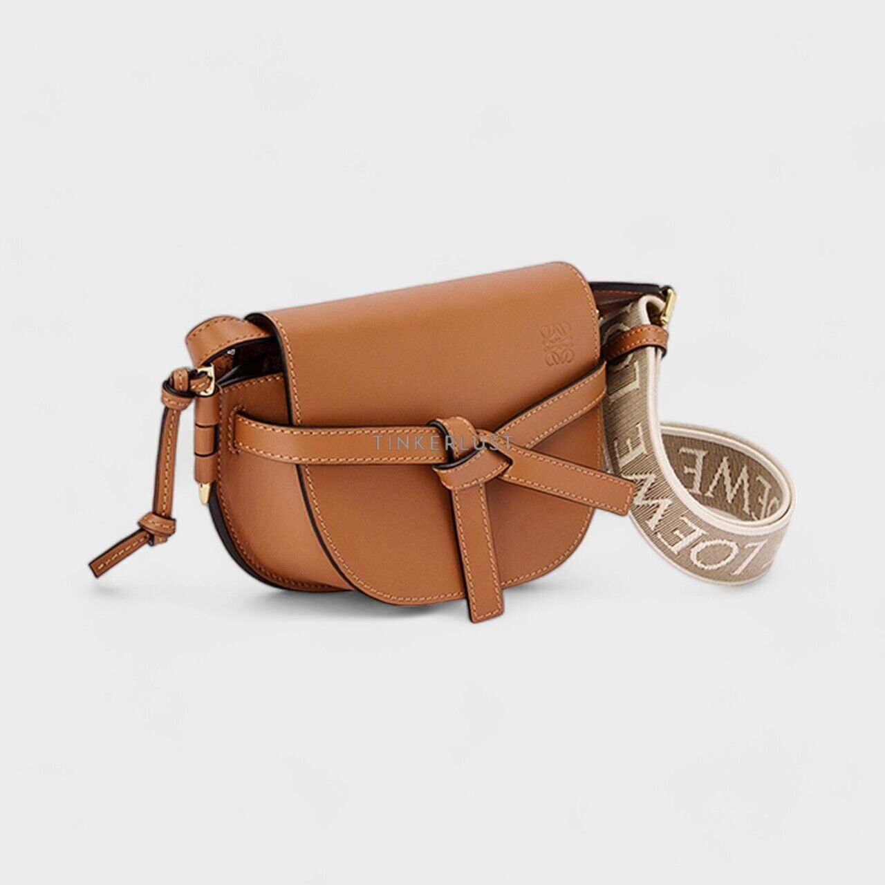Loewe Mini Gate Dual Bag in Tan Soft Calfskin x Jacquard Sling Bag 
