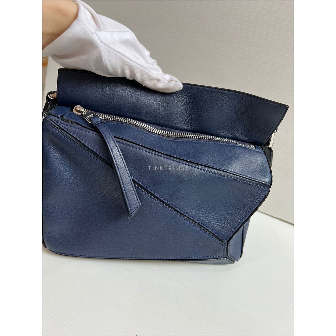 Loewe Puzzle Small Navy Blue SHW Satchel