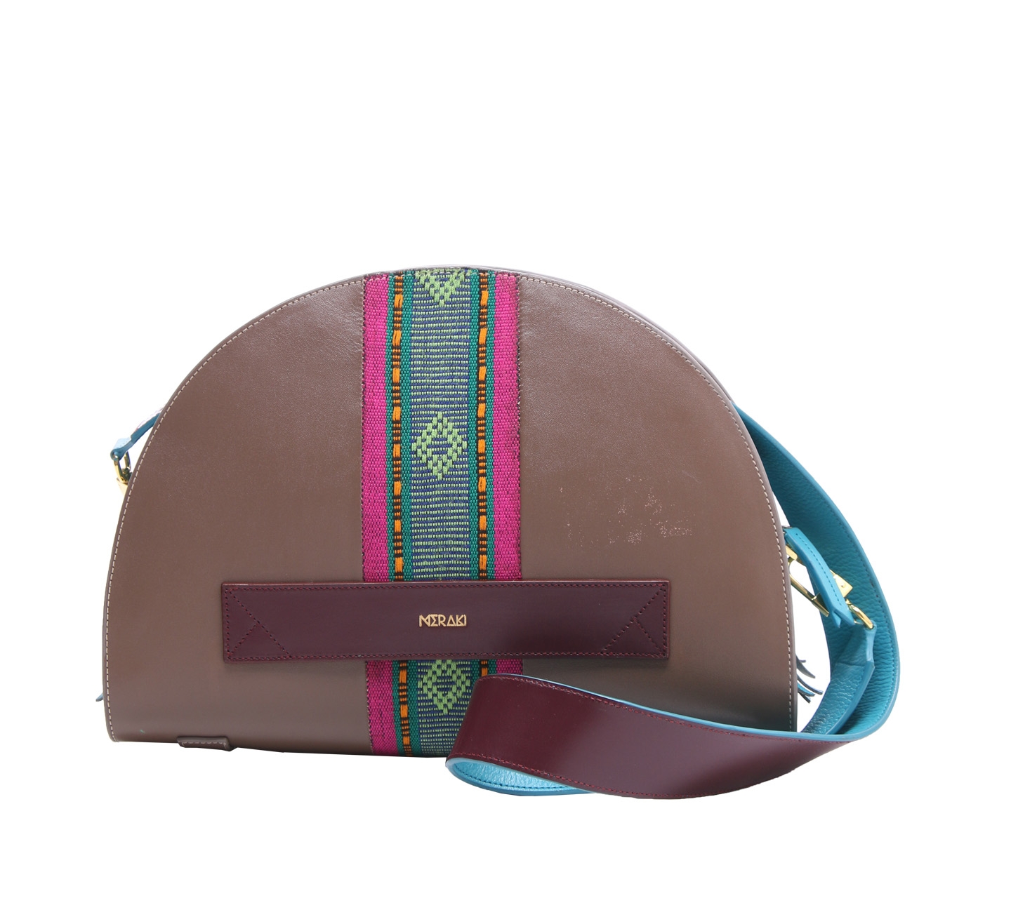 Meraki Goods Brown & Turquoise Sling Bag