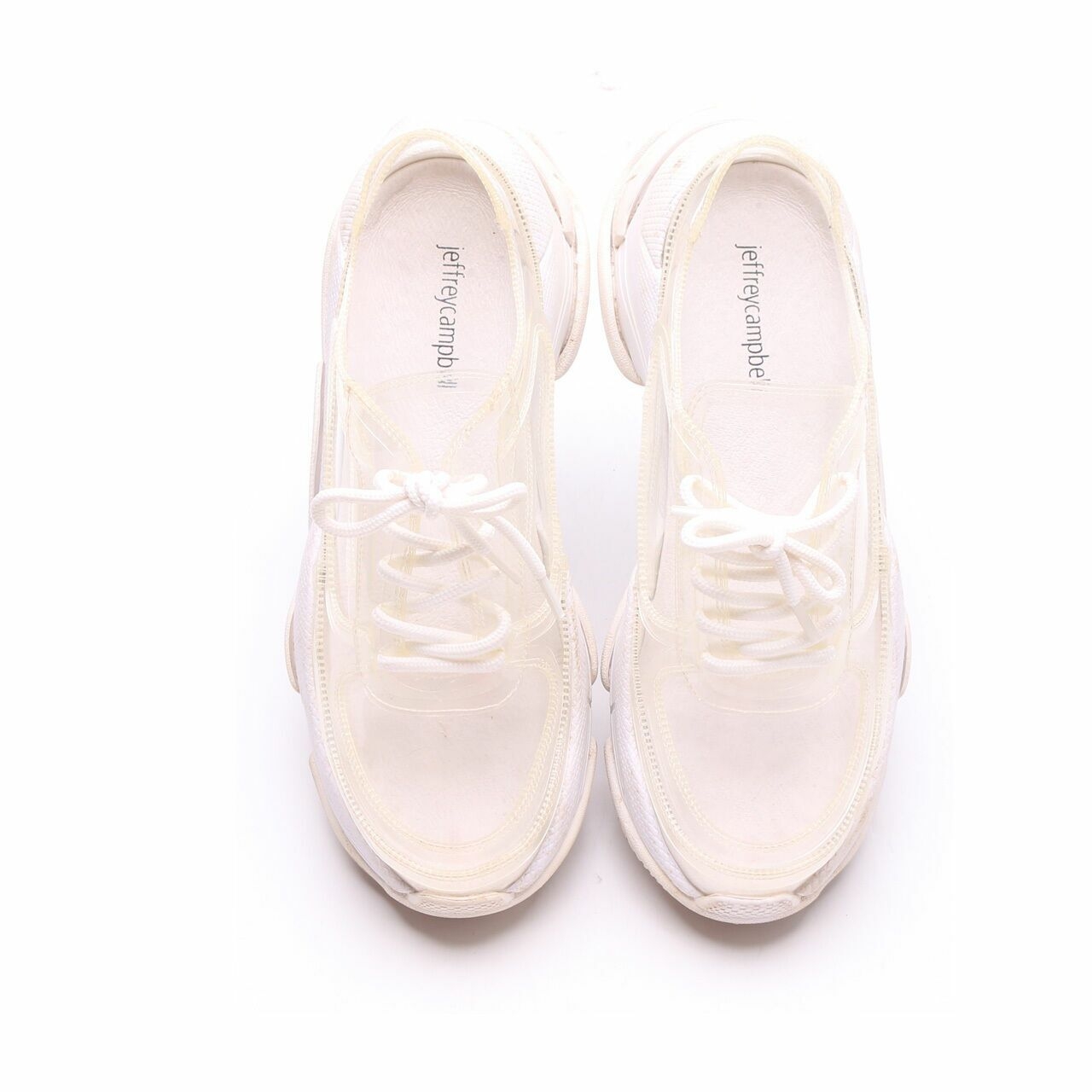 Jeffrey Campbell Email Vinyl Platform Clear White Sneakers