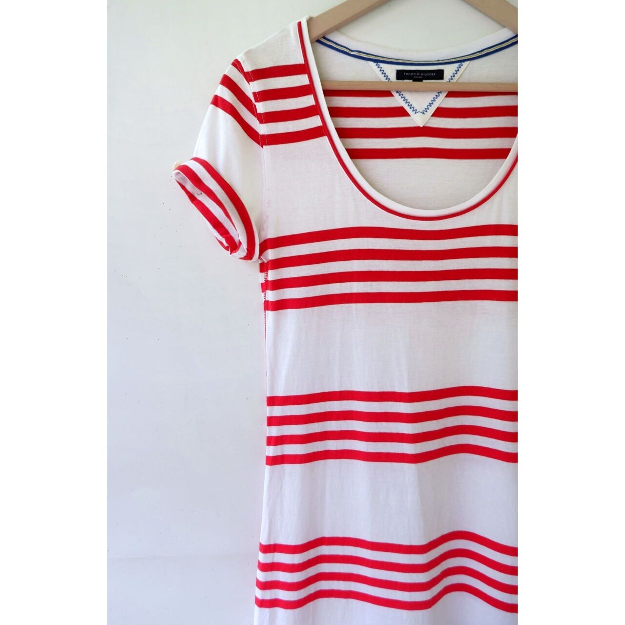 Tommy Hilfiger Red & White Stripes Midi Dress