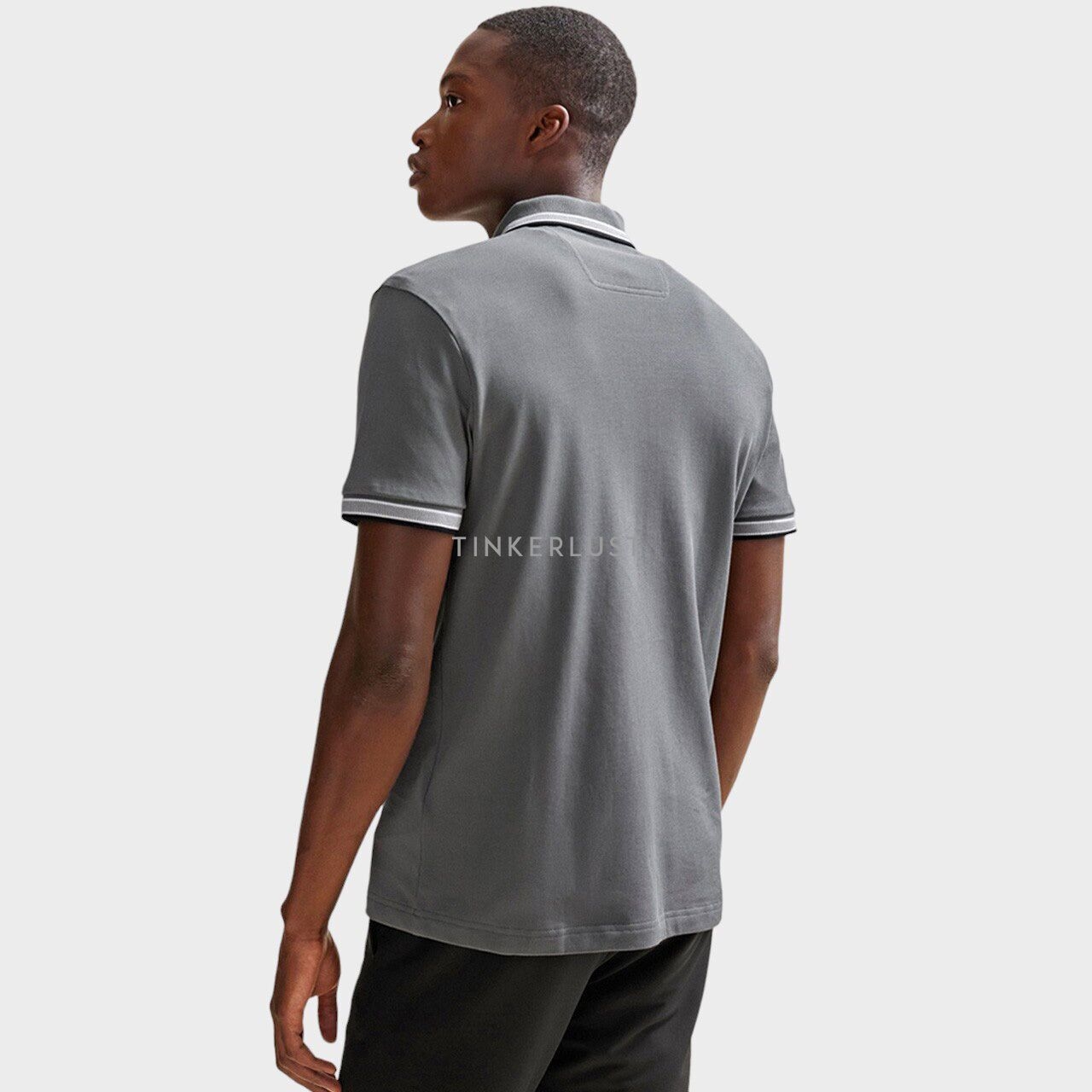 Hugo Boss Men Paddy Organic-Cotton Regular Fit Polo Shirt in Grey with Contrast Logo Details