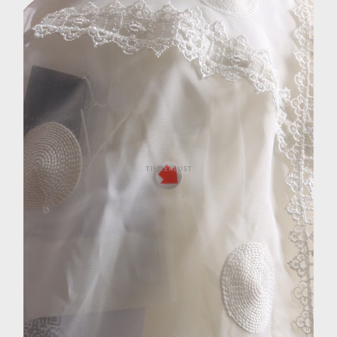Barli Asmara Sheer Polka Embroidered White Long Dress