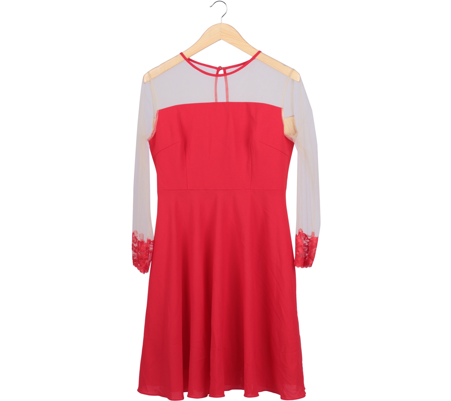 SA Yours Red Embroidery Midi Dress