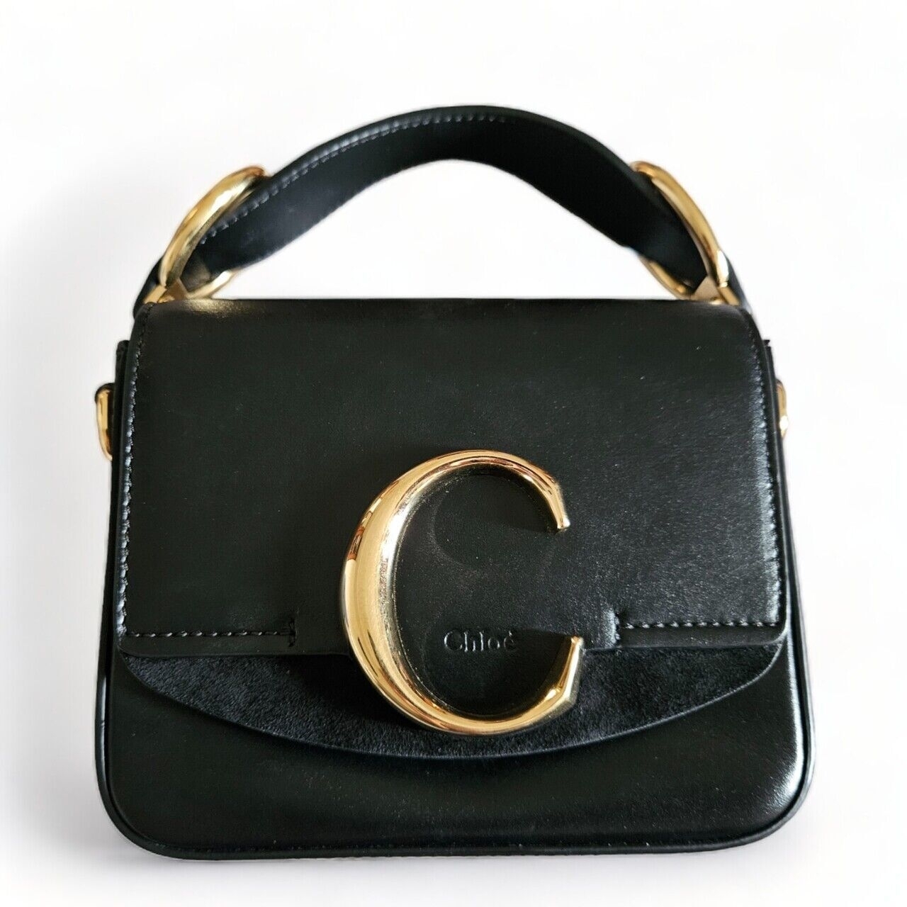 Chloe Mini C Bag Gold & Black Sling Bag