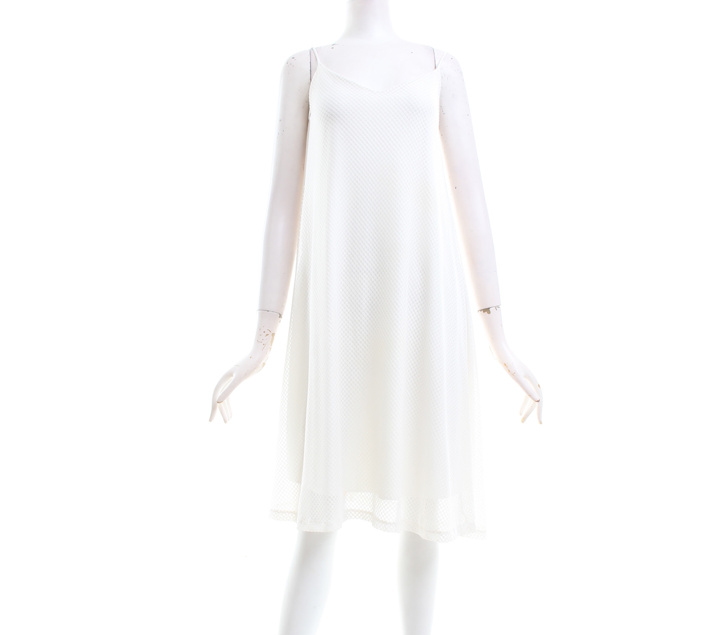 Lovadova Patterned Lace White Mini Dress