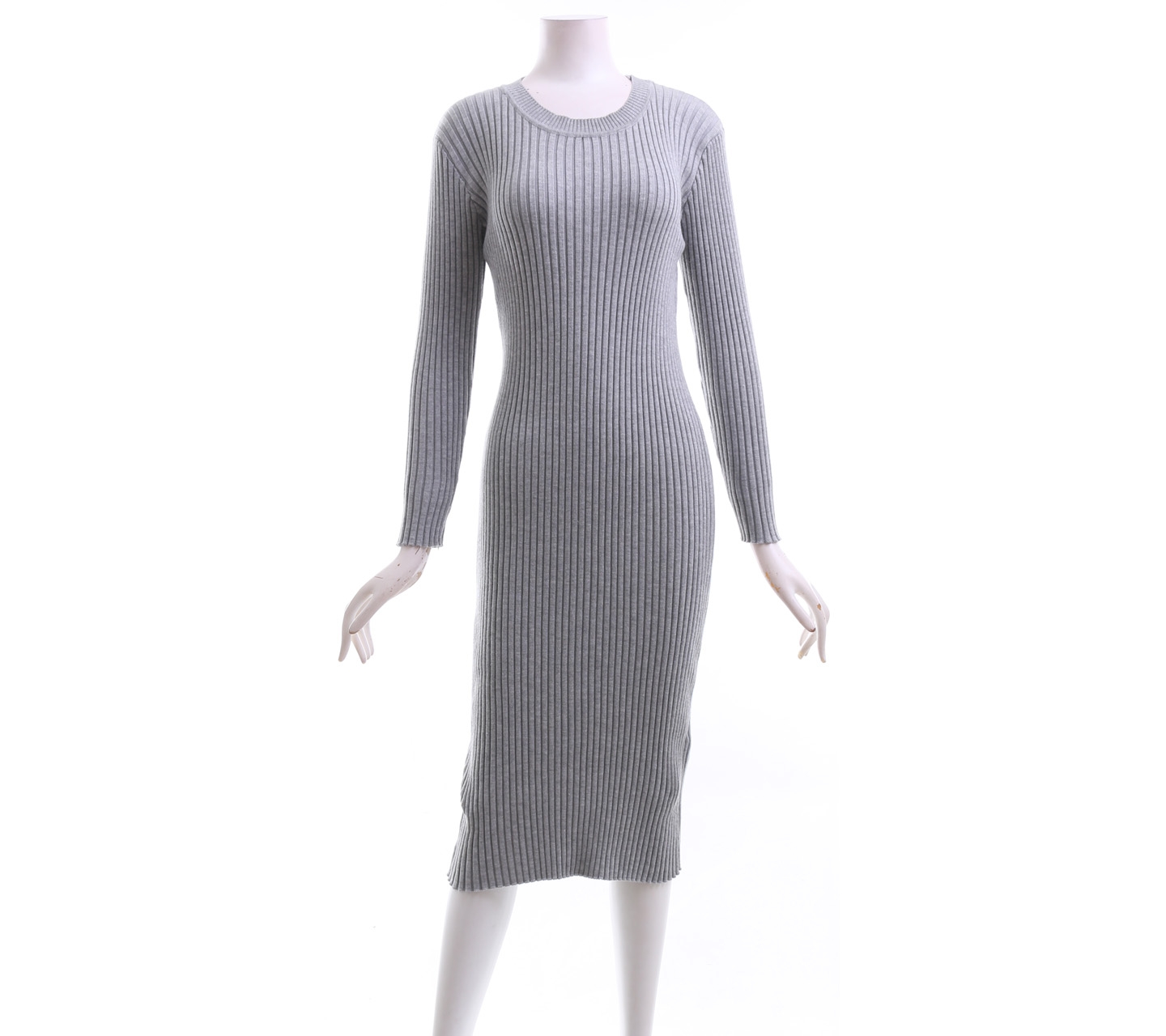 Luxe Grey Bodycon Slit Midi Dress