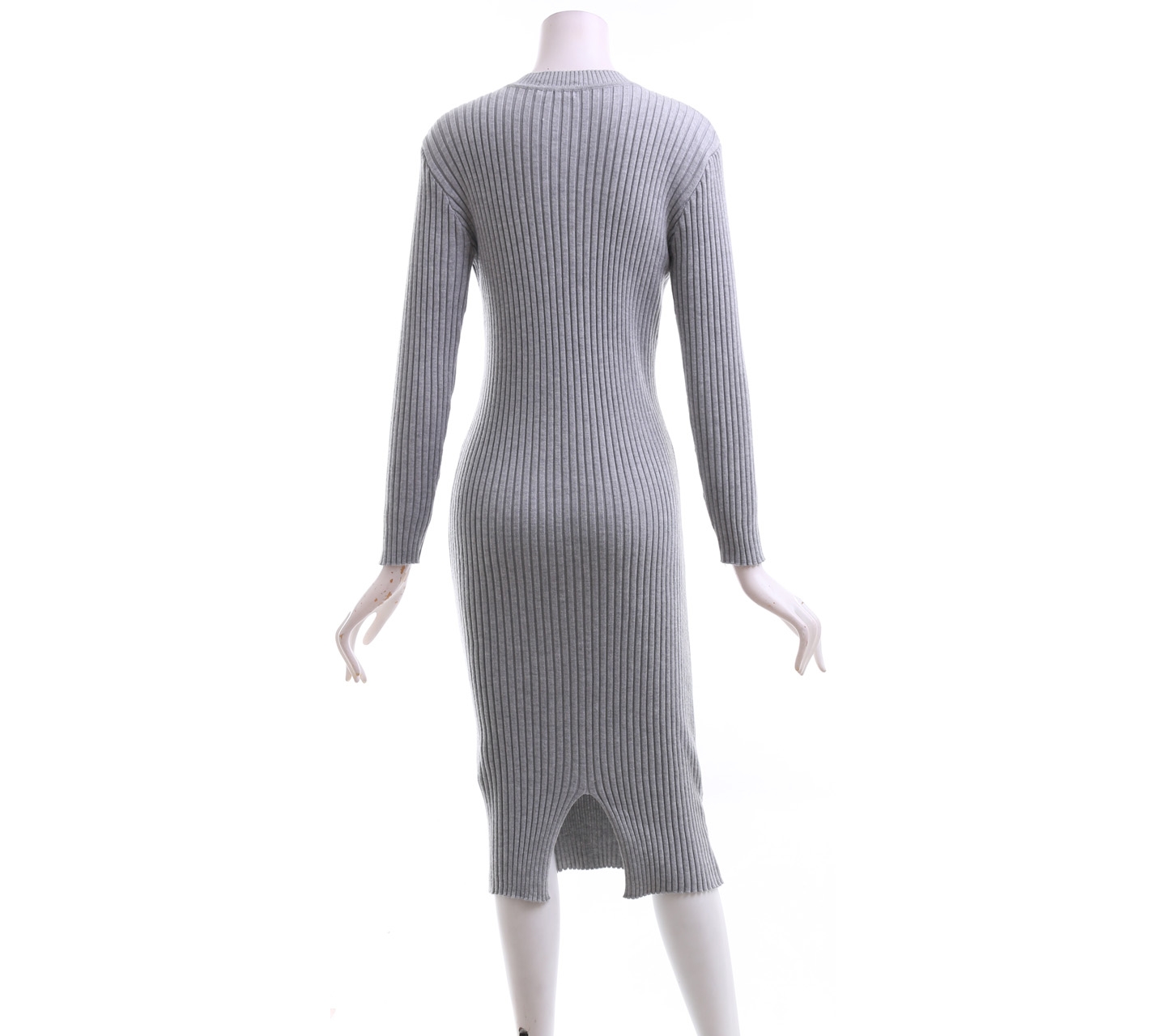 Luxe Grey Bodycon Slit Midi Dress