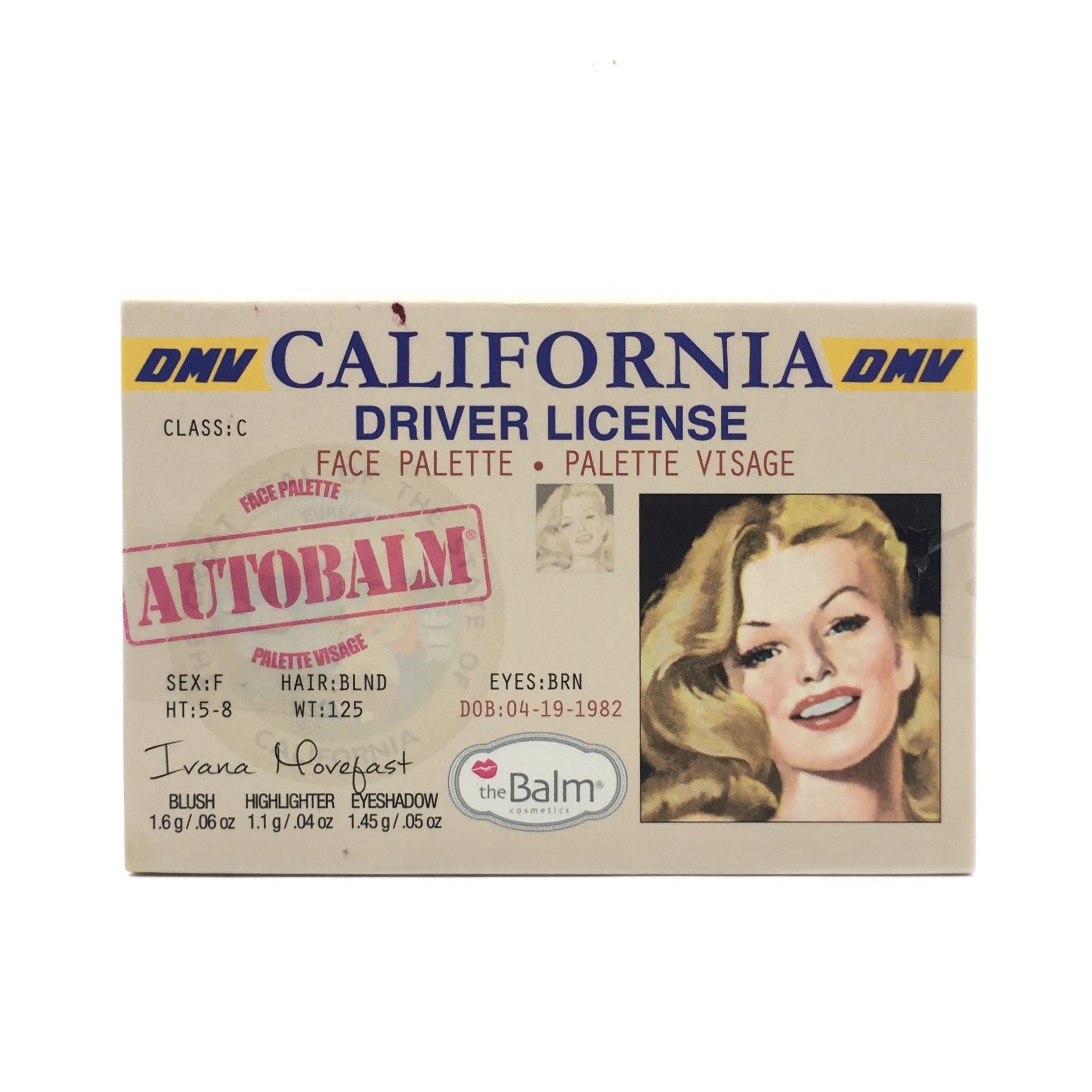 The Balm California Driver License Face Palette Autobalm Sets And Palette