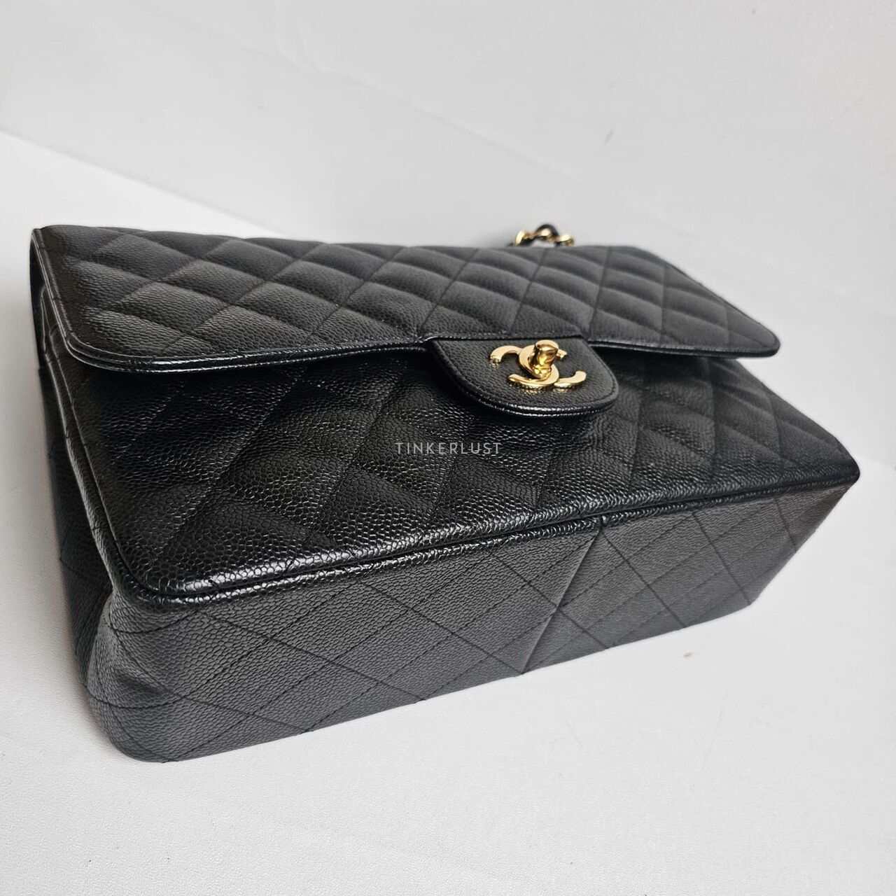 Chanel Black Caviar Jumbo Double Flap GHW Shoulder Bag