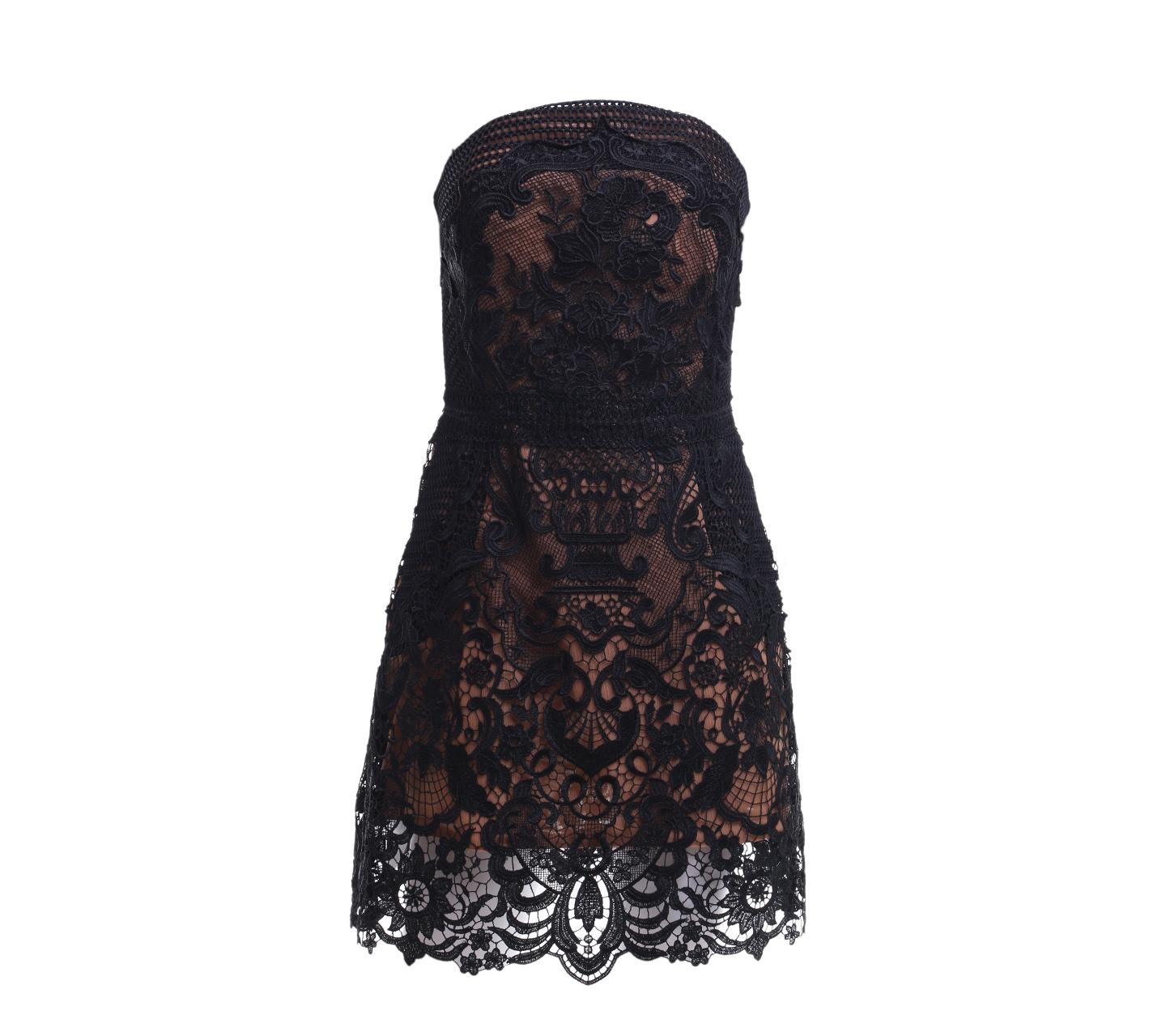 Snidel Black And Brown Lace Mini Dress