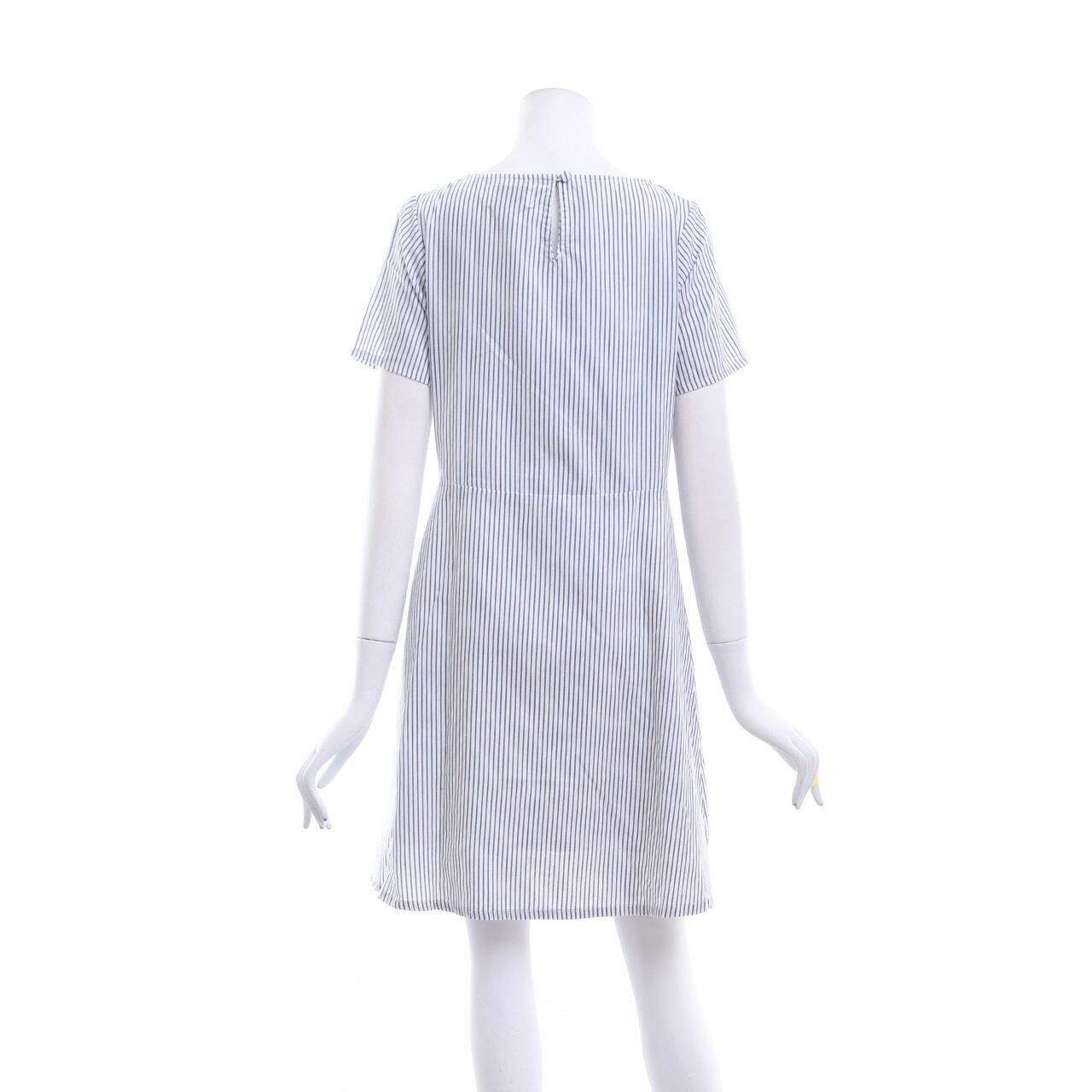 White Collar Concept Blue Stripes Mini Dress