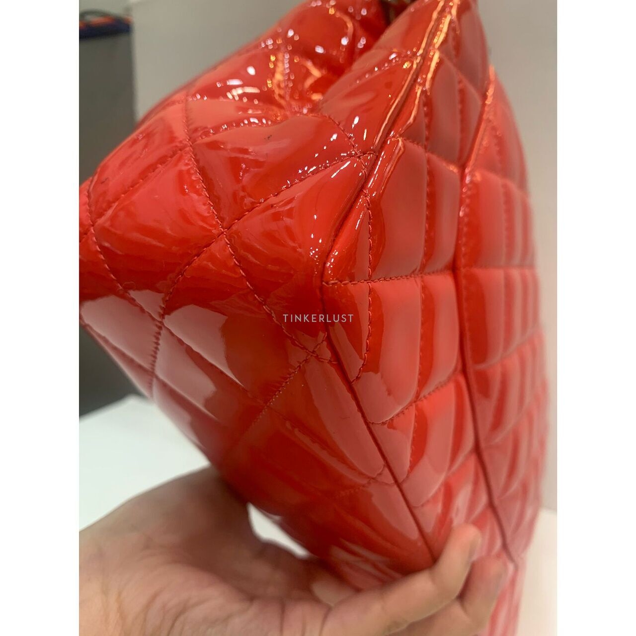 Chanel Jumbo Patent Pink Peach SHW #21 Shoulder Bag	