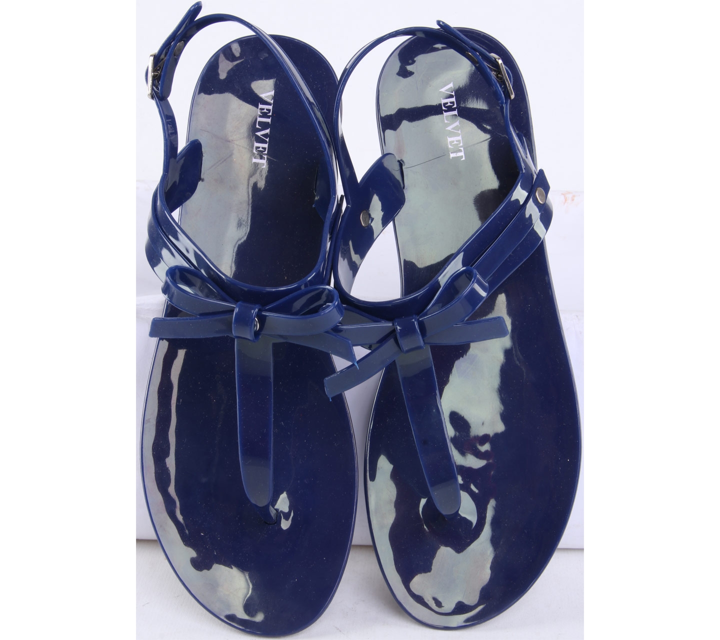 Velvet Navy Strap Sandals