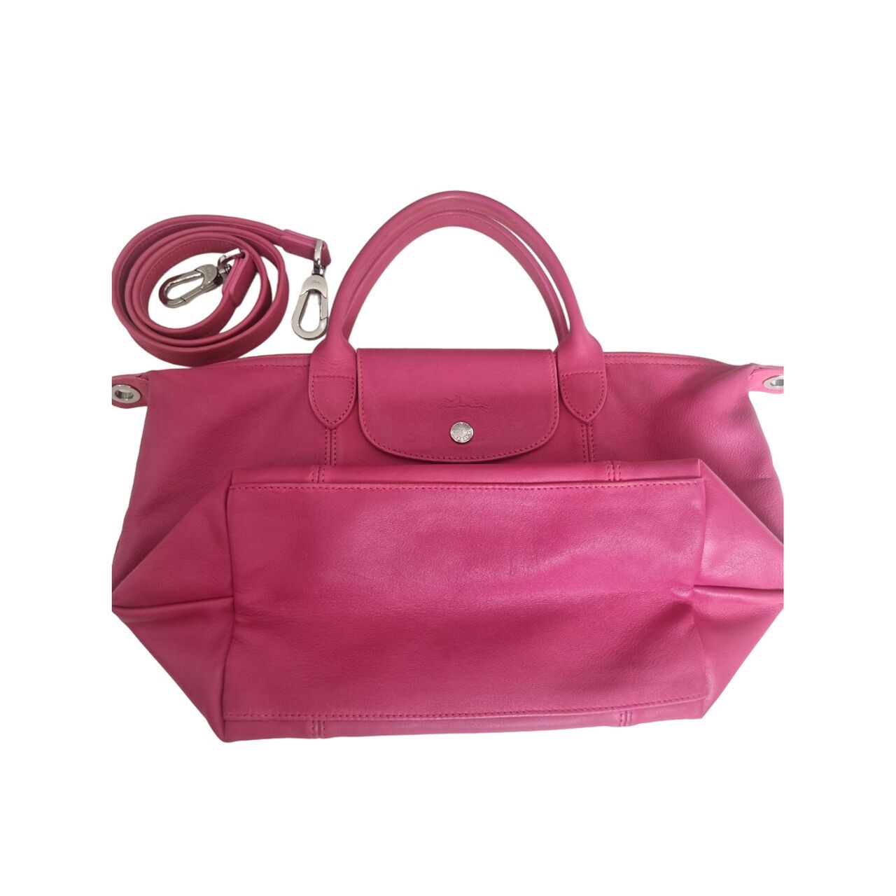 Longchamp Le Pliage Cuir Leather Small Pink Rose Handbag