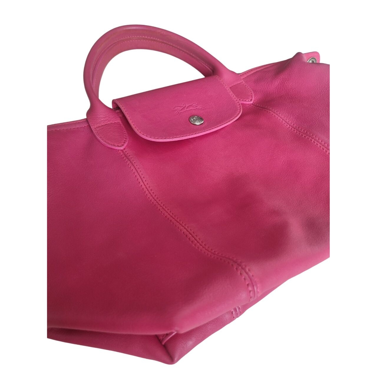 Longchamp Le Pliage Cuir Leather Small Pink Rose Handbag