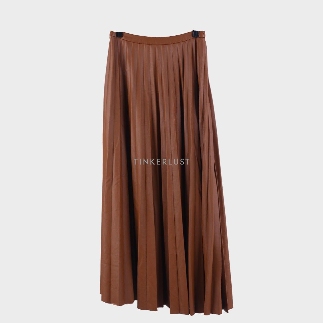 Klamby Brown Leather Midi Skirt