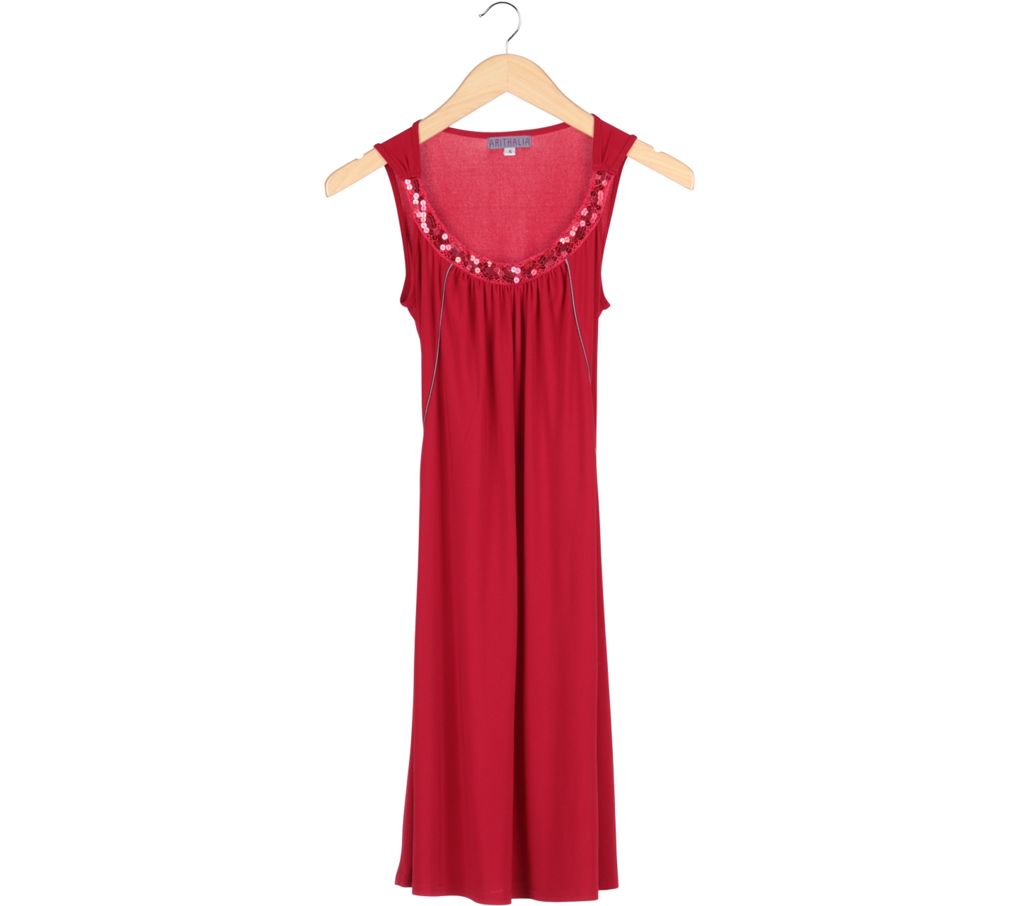 Arithalia Red Sequined Collar Sleeveless Mini Dress