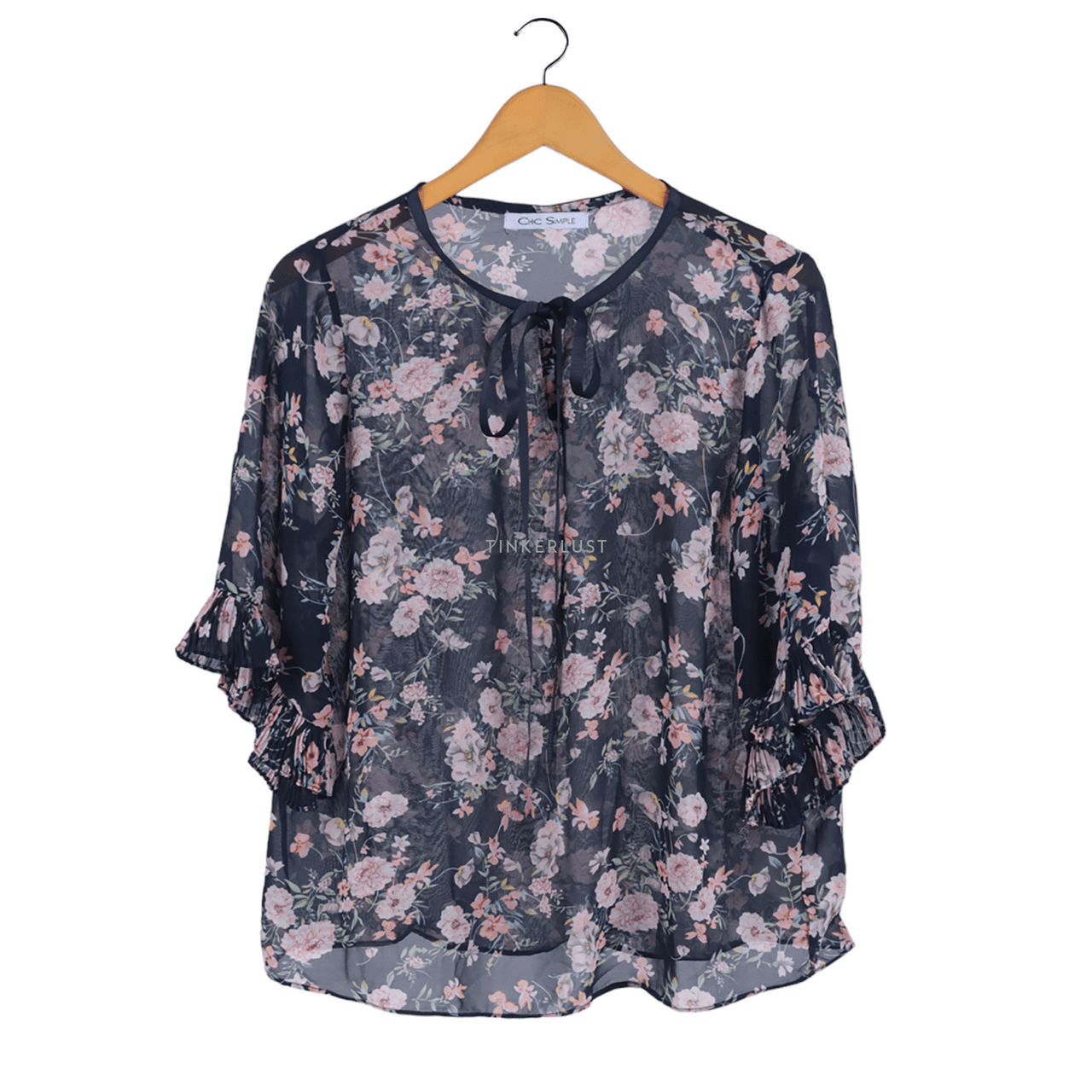 Chic Simple Navy Floral Blouse