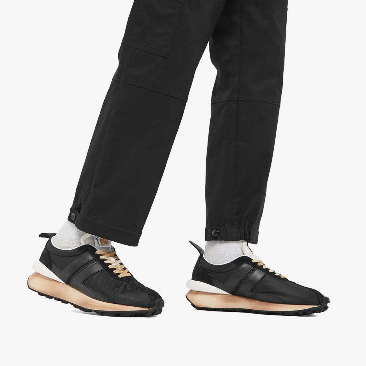 Lanvin Bumper Sneakers Nylon Leather Black Men
