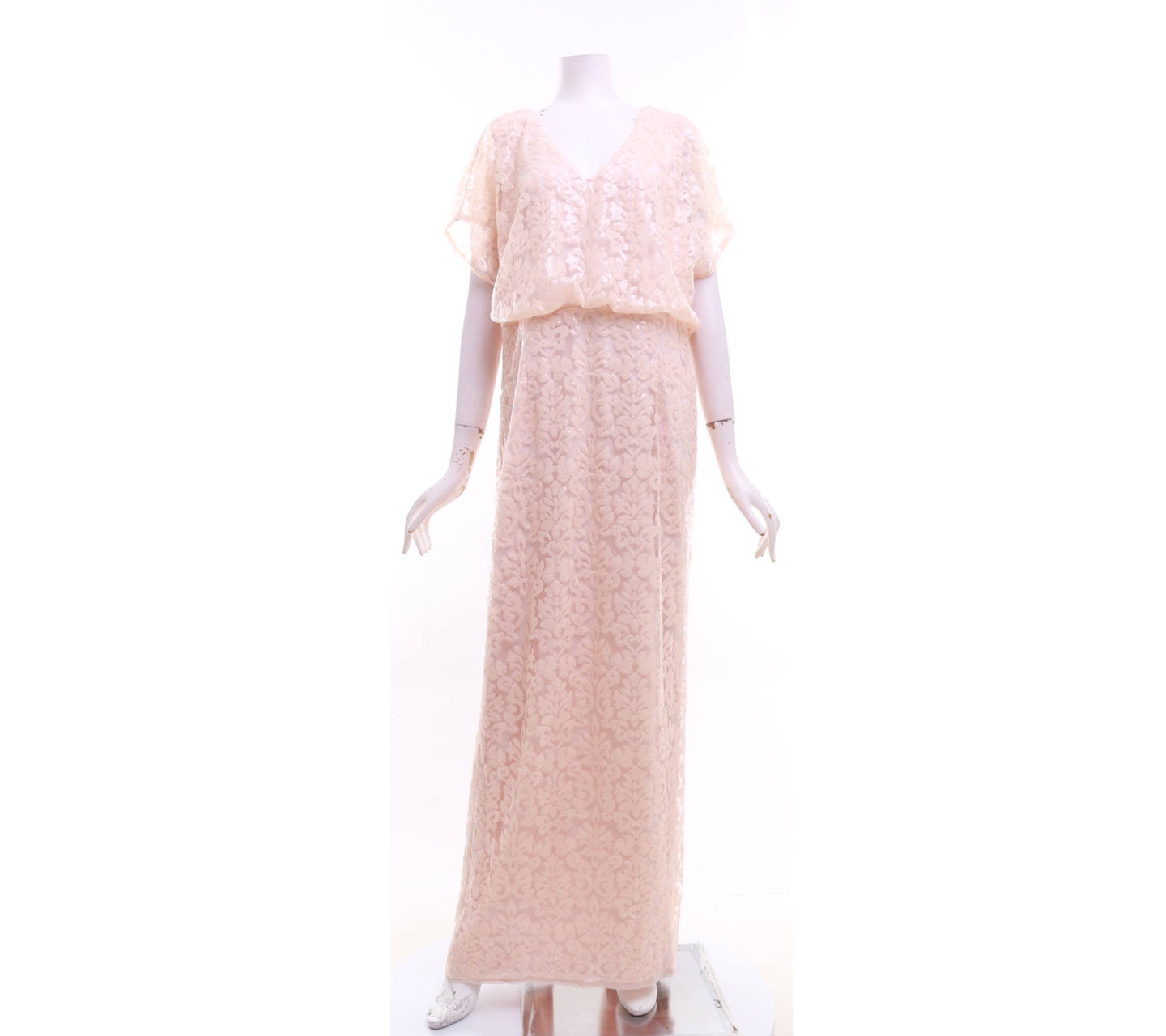 Adrianna Papell Peach Sequin Long Dress