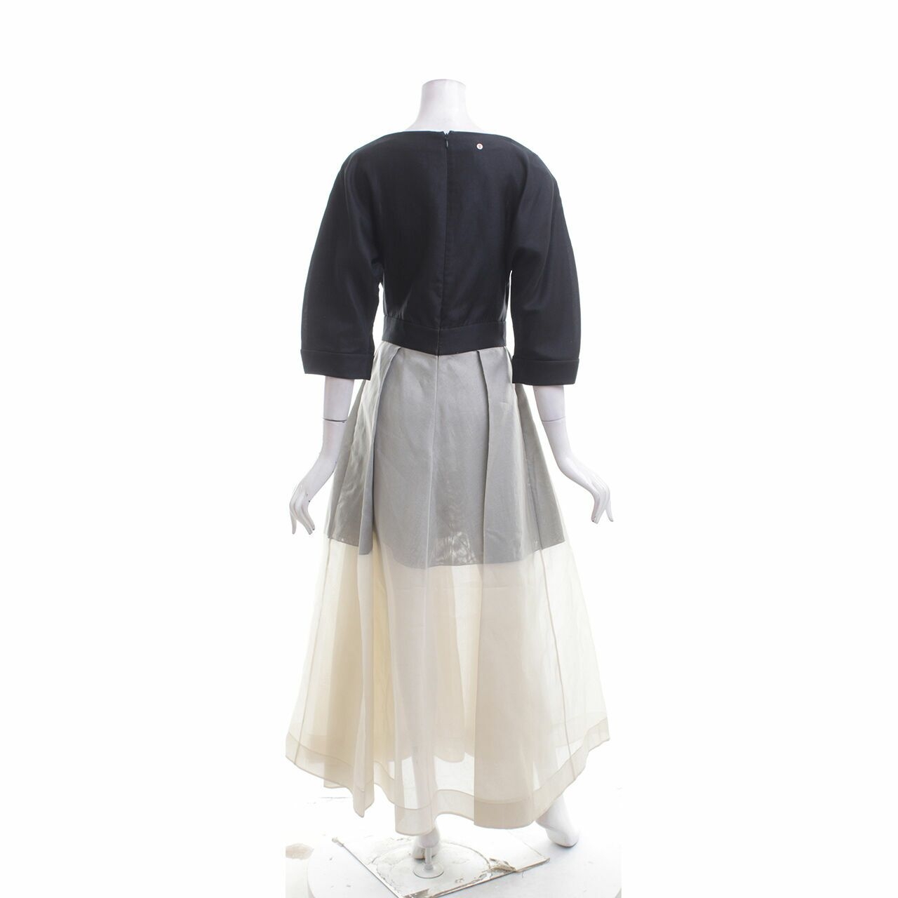Antonio Berardi Black/Cream Organza Long Dress
