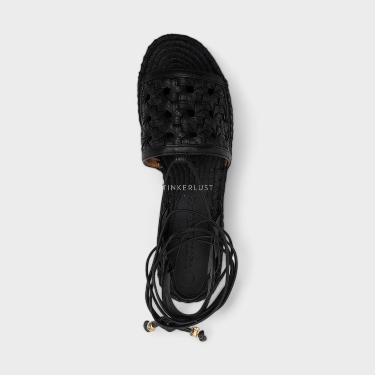 TORY BURCH Women Basket-Weave Platform Espadrilles Sandals in Perfect Black