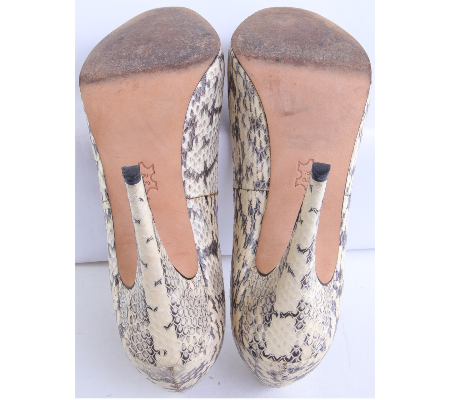 Dolce Vita Cream Snakeskin Flatfroms Heels