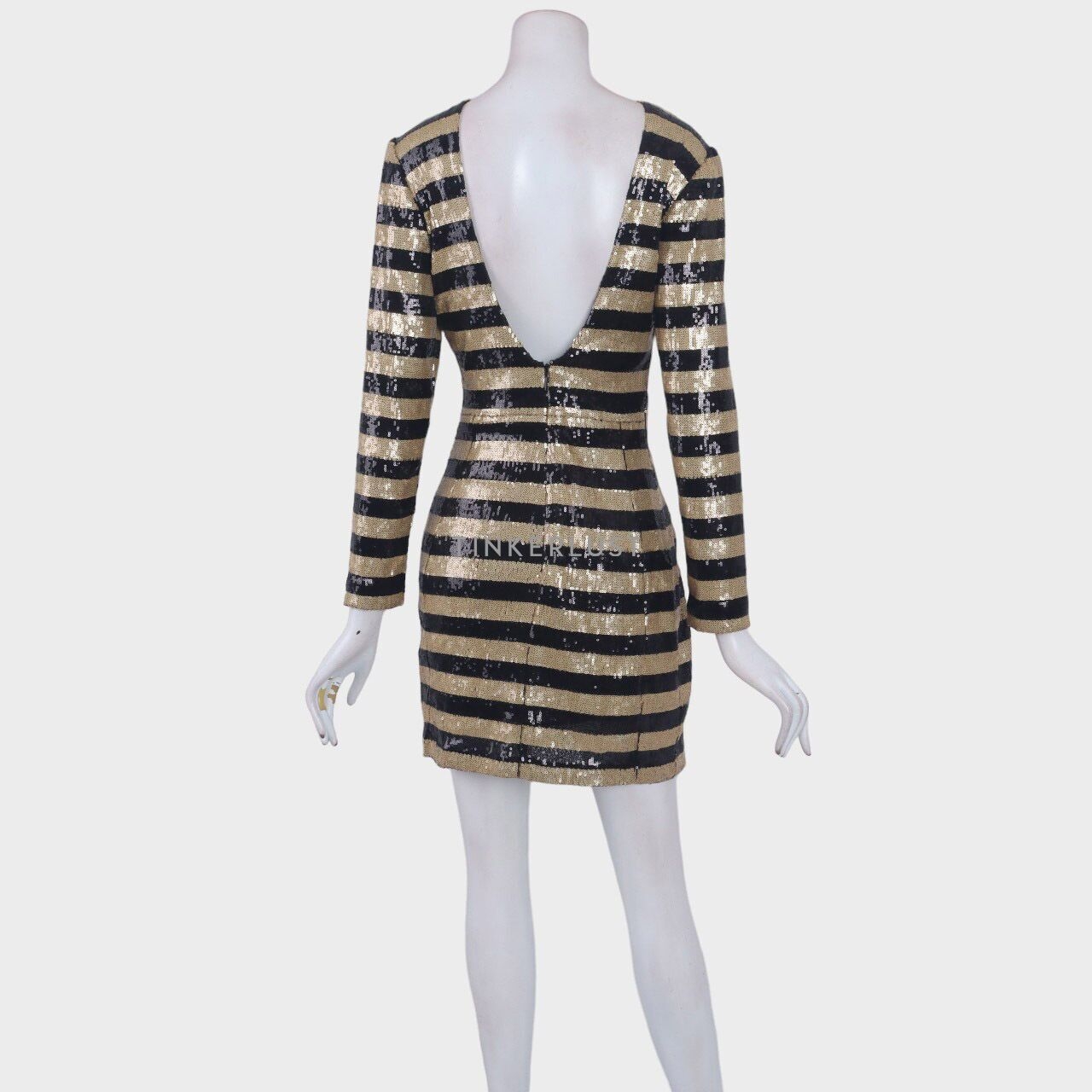 Mango Gold & Black Stripes Mini Dress