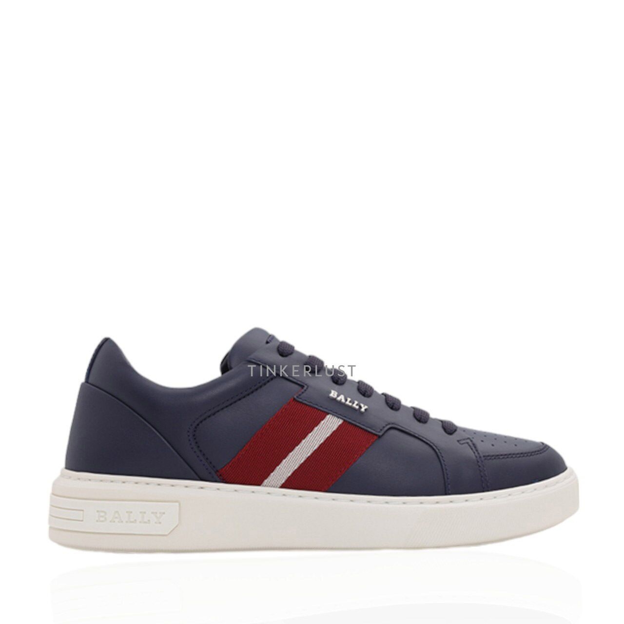 Bally Men Moony Sneakers in Ink Leather with Striped