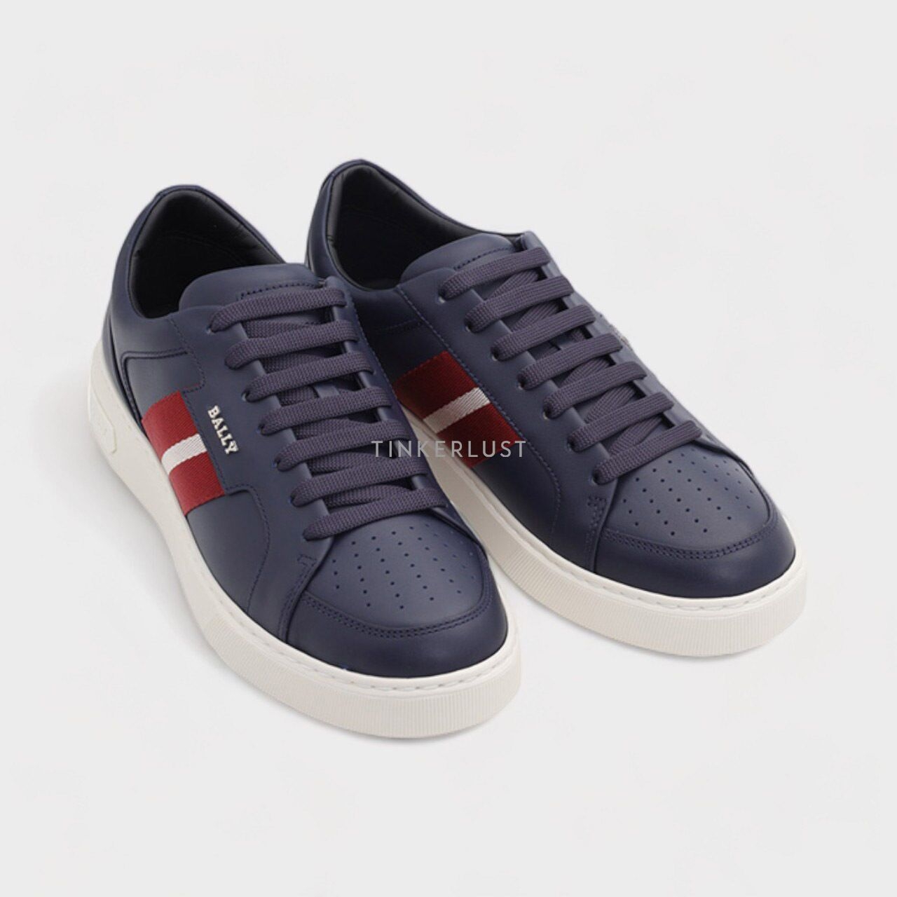 Bally Men Moony Sneakers in Ink Leather with Striped