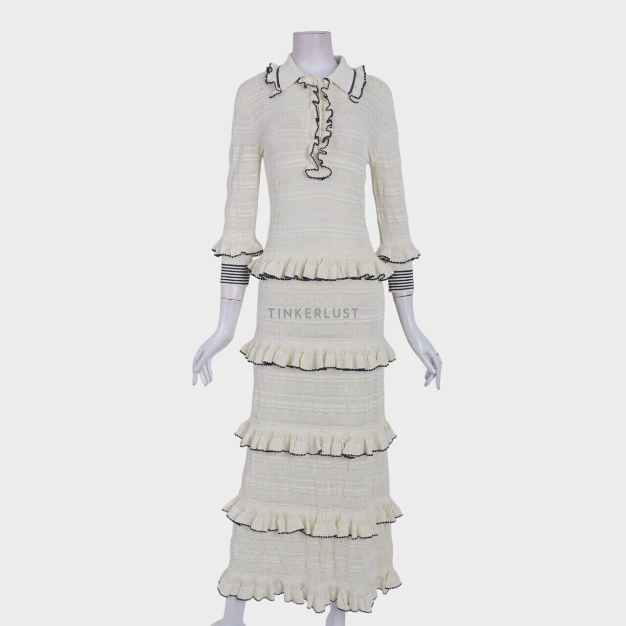 Zimmermann Beige Ruffle Knitted Long Dress