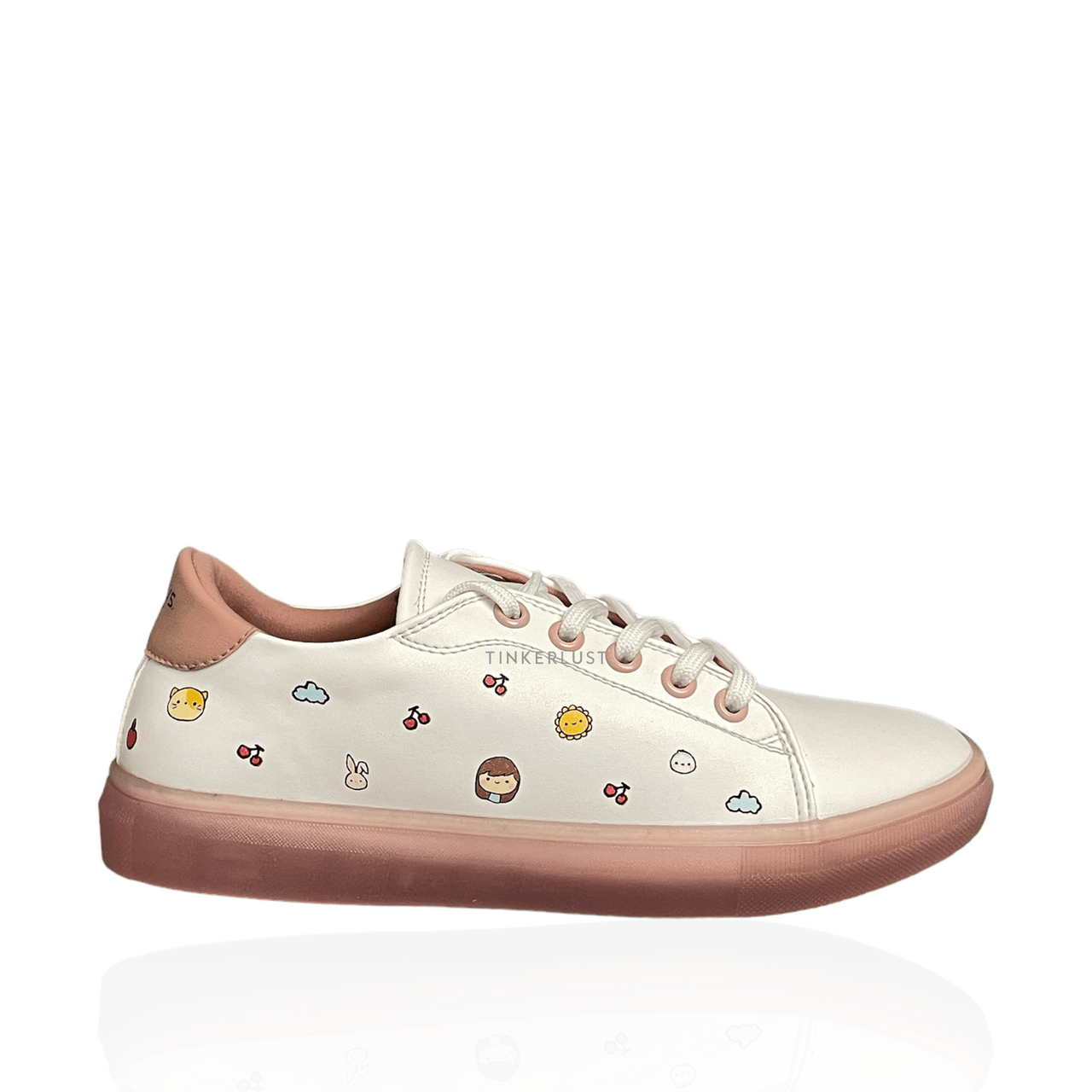 byeol x Sally Piper Be Kind White & Soft Pink Sneakers