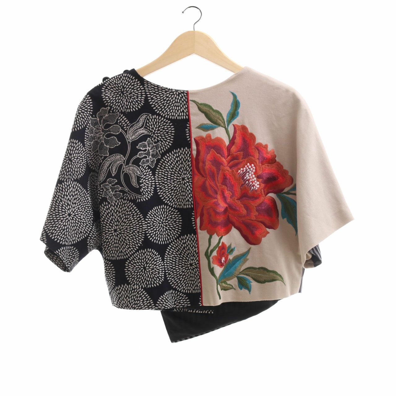 Denny Wirawan Black & Brown Embroided Floral Blouse