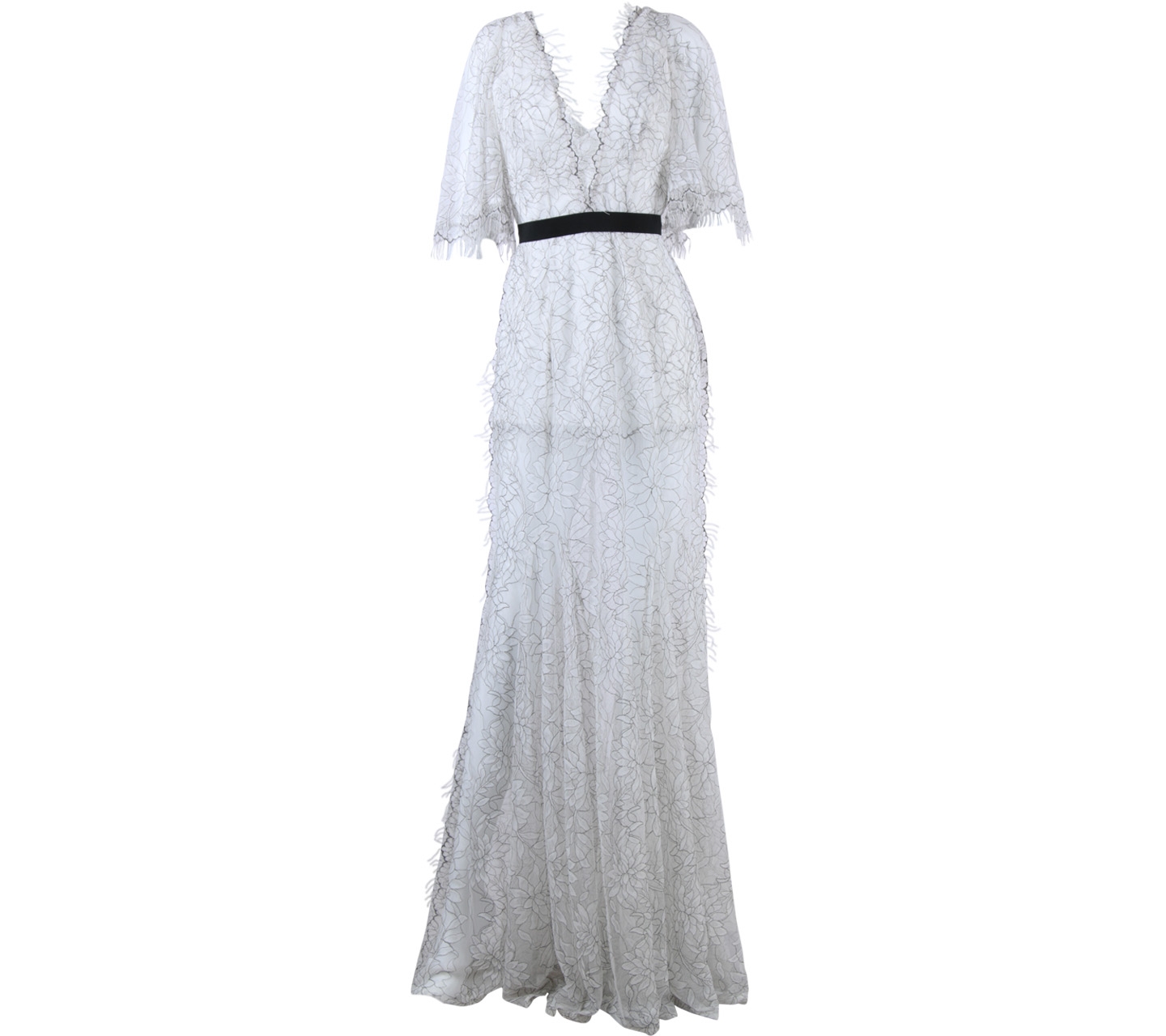 Alice McCall Off White And Black Lace Long Dress