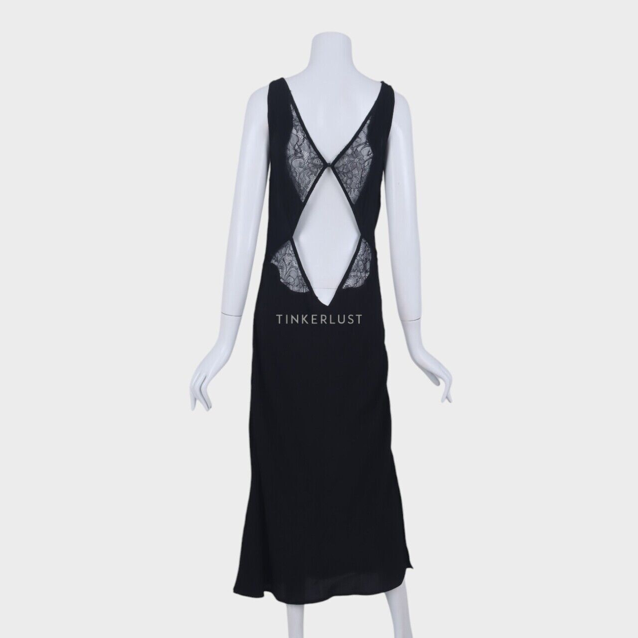 Lulu Yasmine Black Lace Slit Long Dress