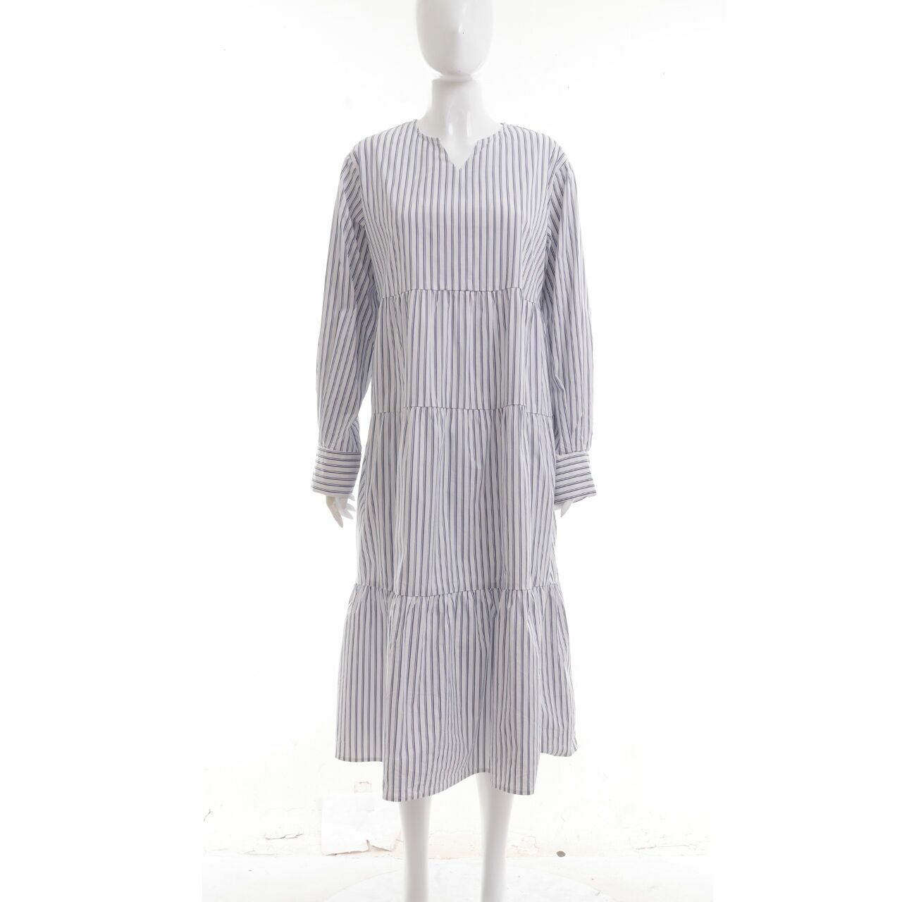Urban & Co Blue & White Stripes Midi Dress