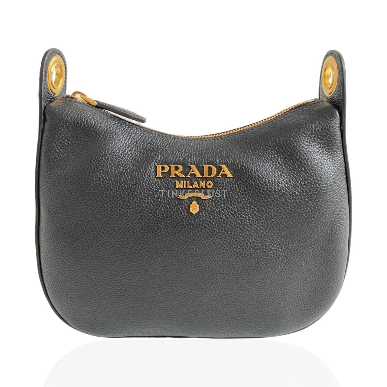 Prada 1BC180 Sacca Medium Nero Vitello Phenix Sling Bag